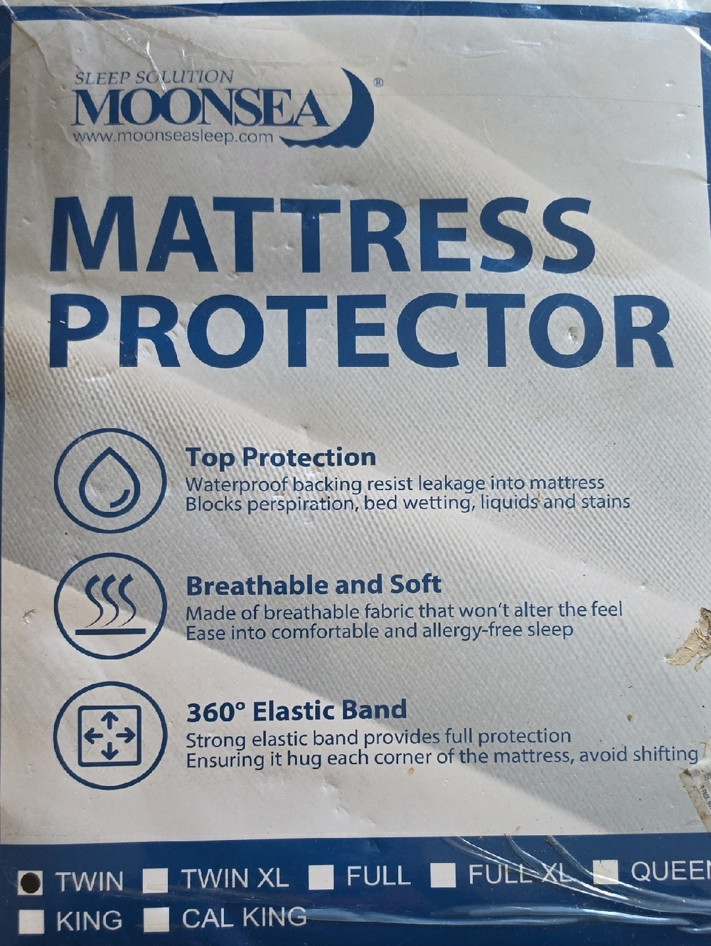 Moonsea Waterproof Mattress Protector Twin Size,White